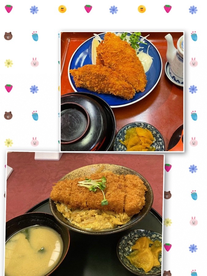 変わったかつ丼とビッグなカキフライ