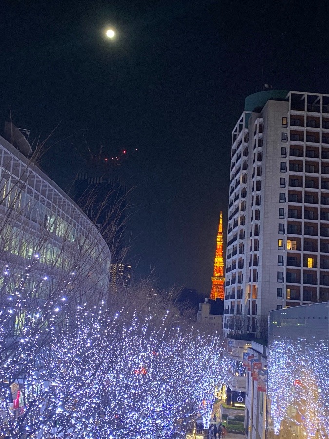 満月と東京タワーと六本木イルミネーション🗼✨①