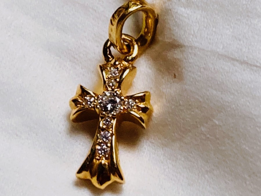 CHROME HEARTS BABY FAT CH CROSS DROP EARRING  PAVE DIA (クロムハーツ ベビーファット CH クロス ドロップ イヤリング パヴェダイヤ)