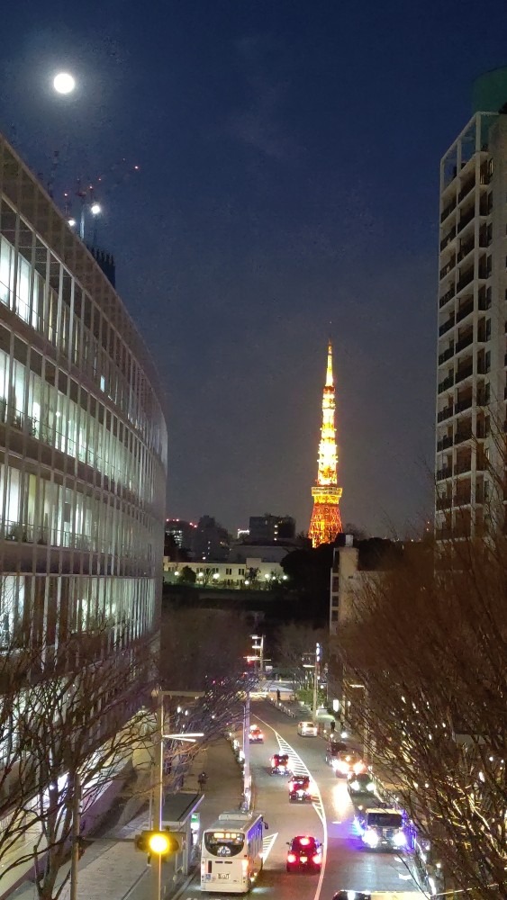 けやき坂と東京タワーと満月