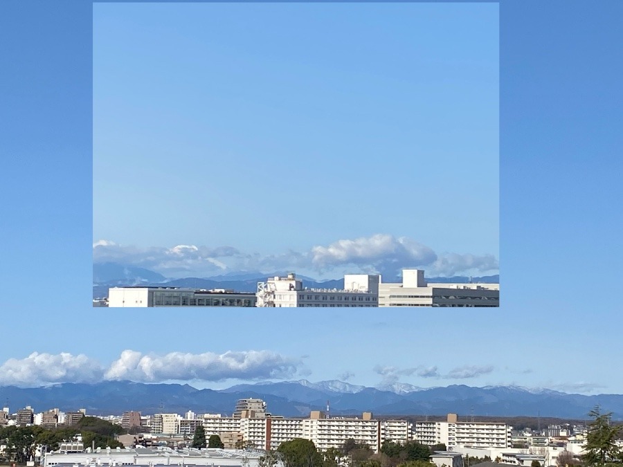 今朝の富士山と秩父連山