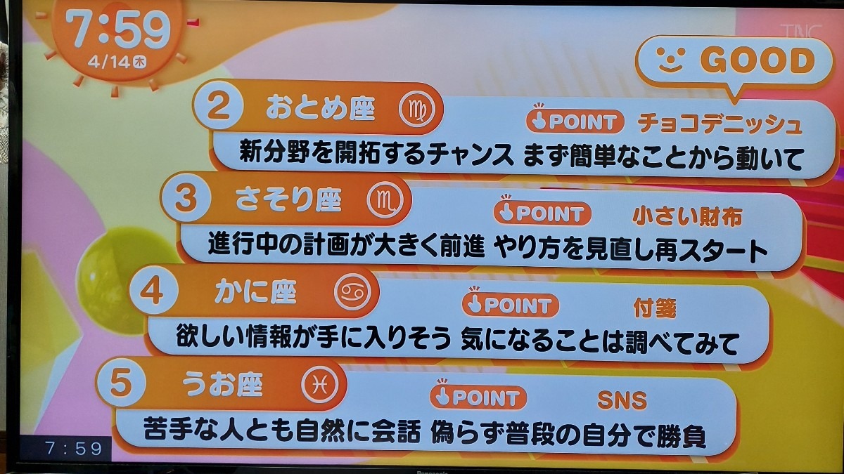 4/14今日の運勢うお座♓