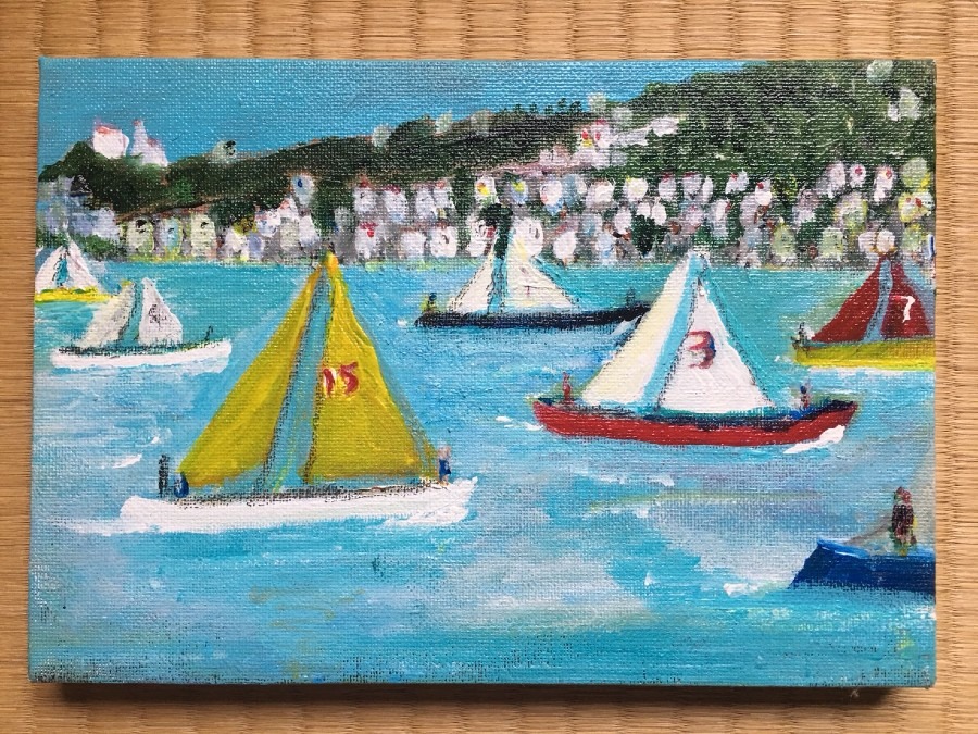 Yachting race（エーゲ海のヨットレース）　Size：22.5cm×16cm