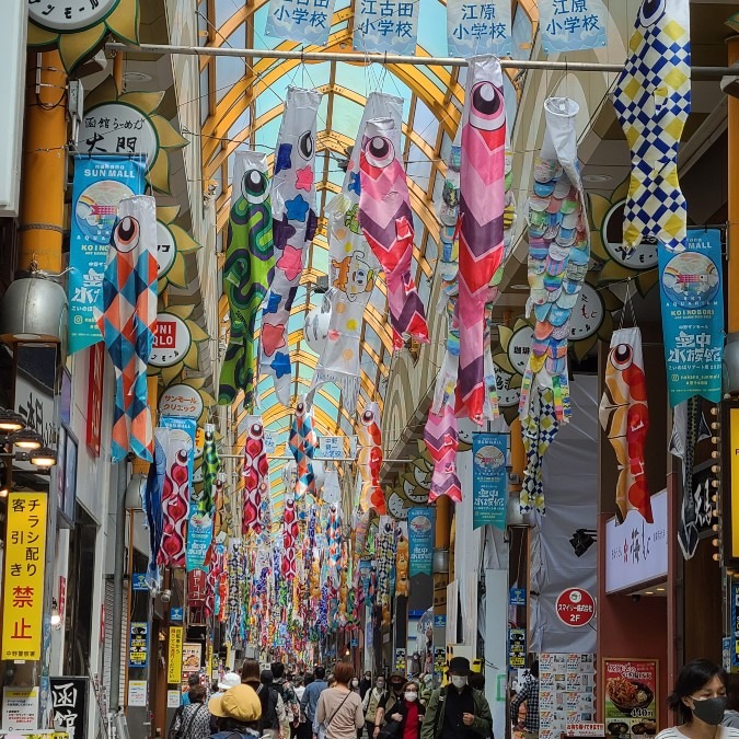 中野駅前、商店街