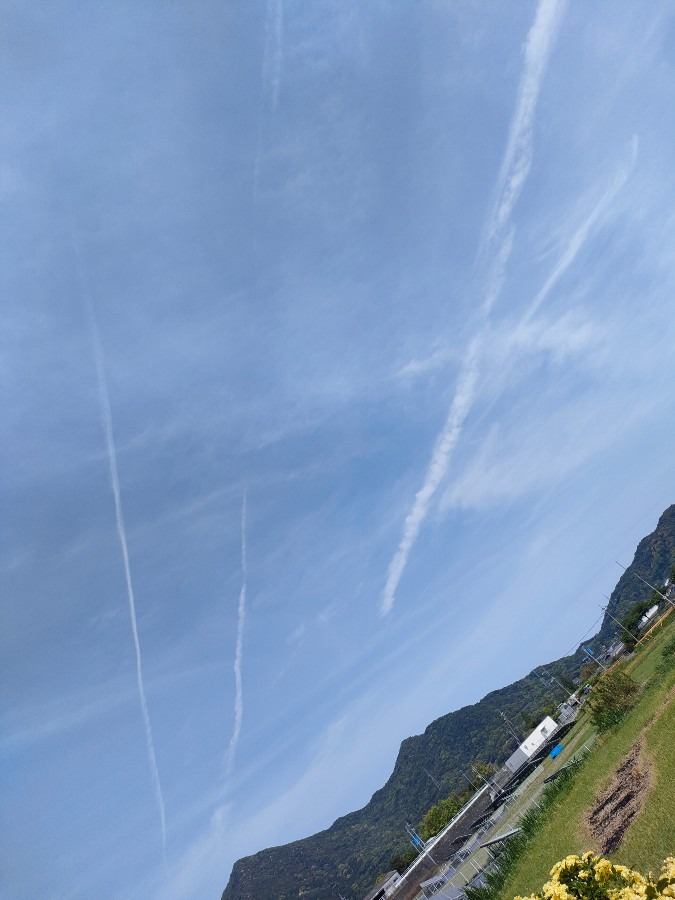 飛行機雲が沢山✈️