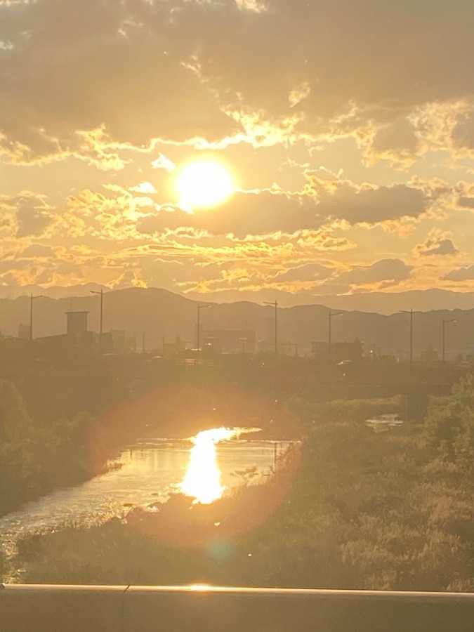 河川敷の夕陽🌇‼️