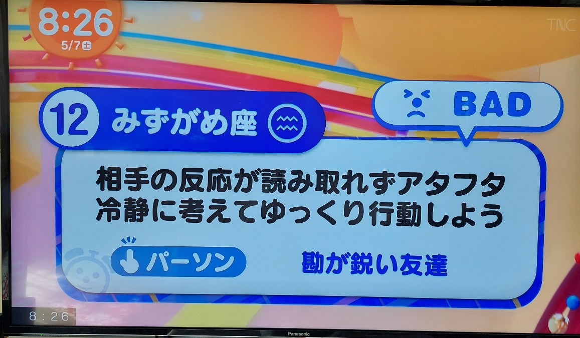 5/7今日の運勢12位