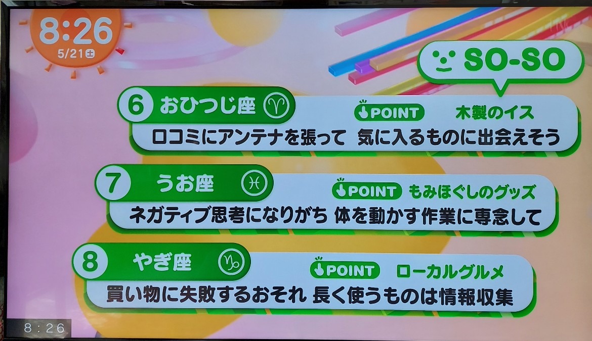 5/21今日の運勢うお座♓