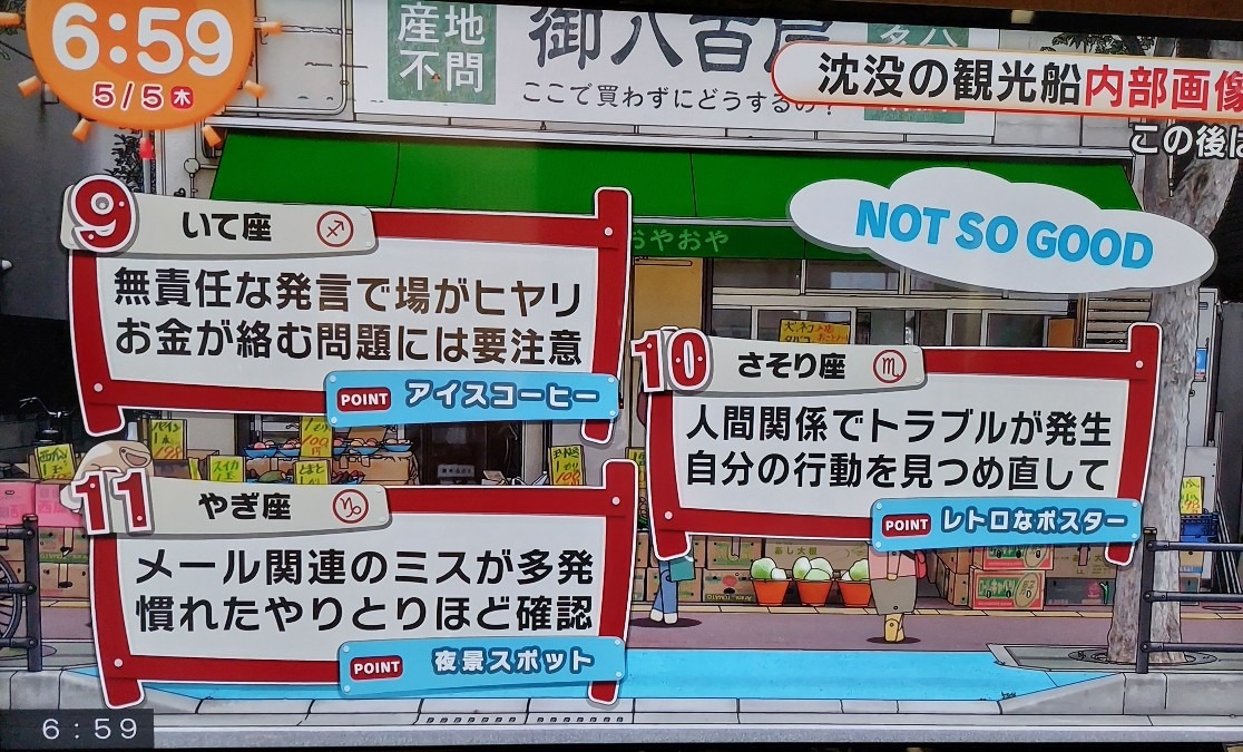 5/5今日の運勢9~11位