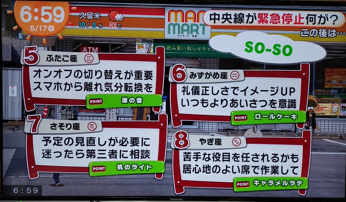 5/17今日の運勢5~8位