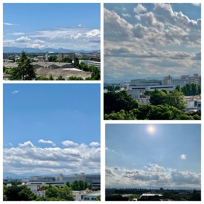 朝と４時過ぎの富士山と空