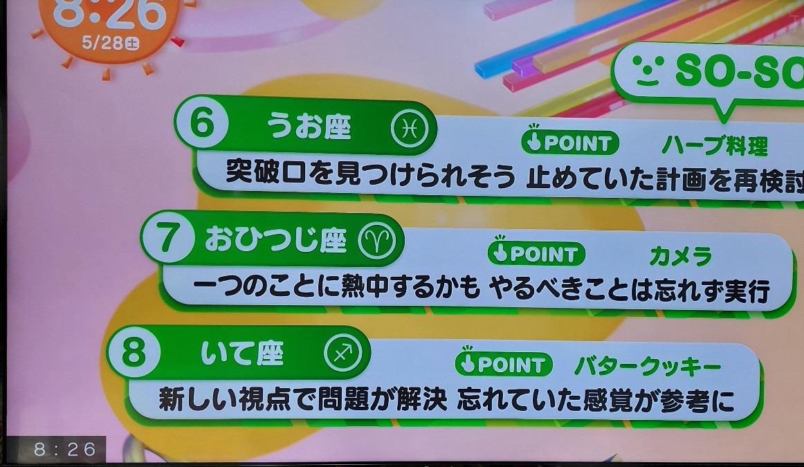 5/28今日の運勢うお座♓