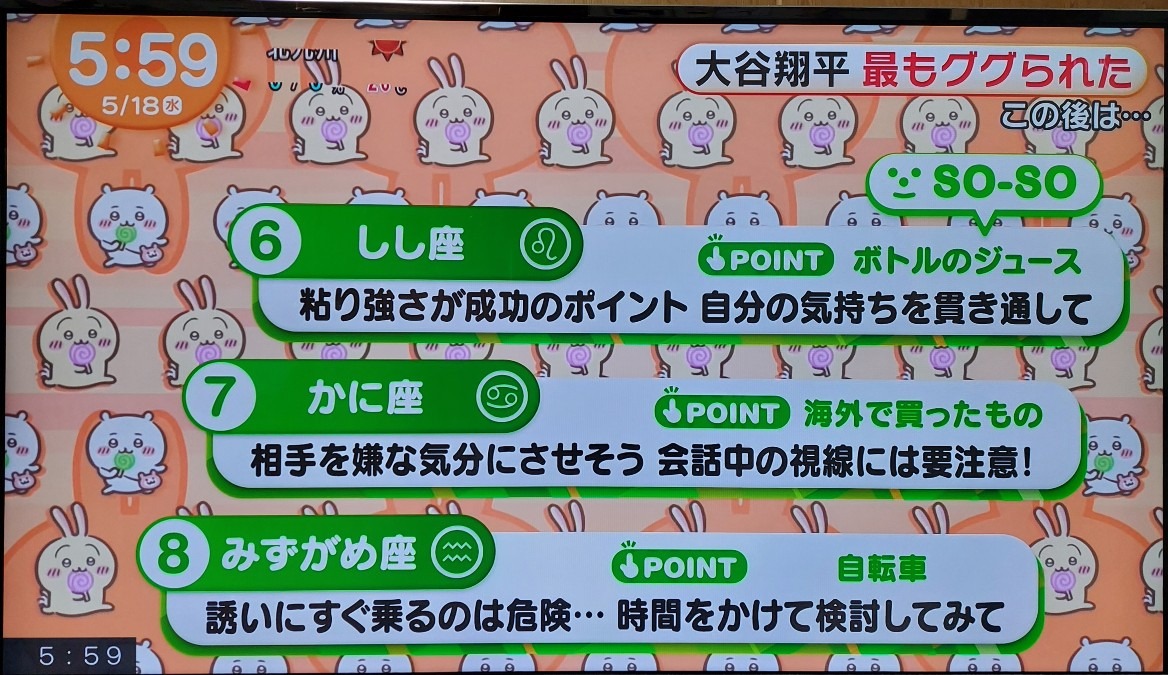 5/18今日の運勢6~8位