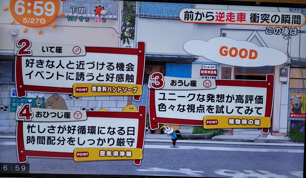 5/27今日の運勢2~4位