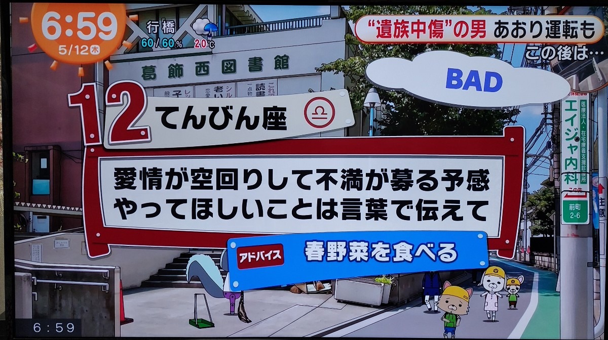 5/12今日の運勢12位てんびん座♎