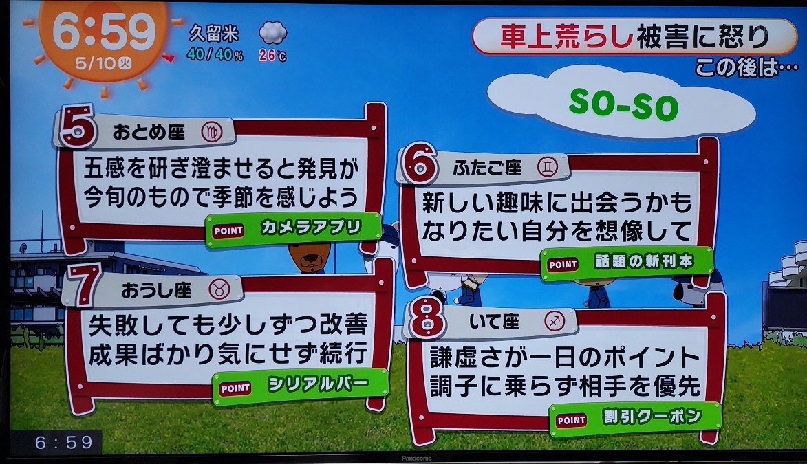 5/10今日の運勢5~8位