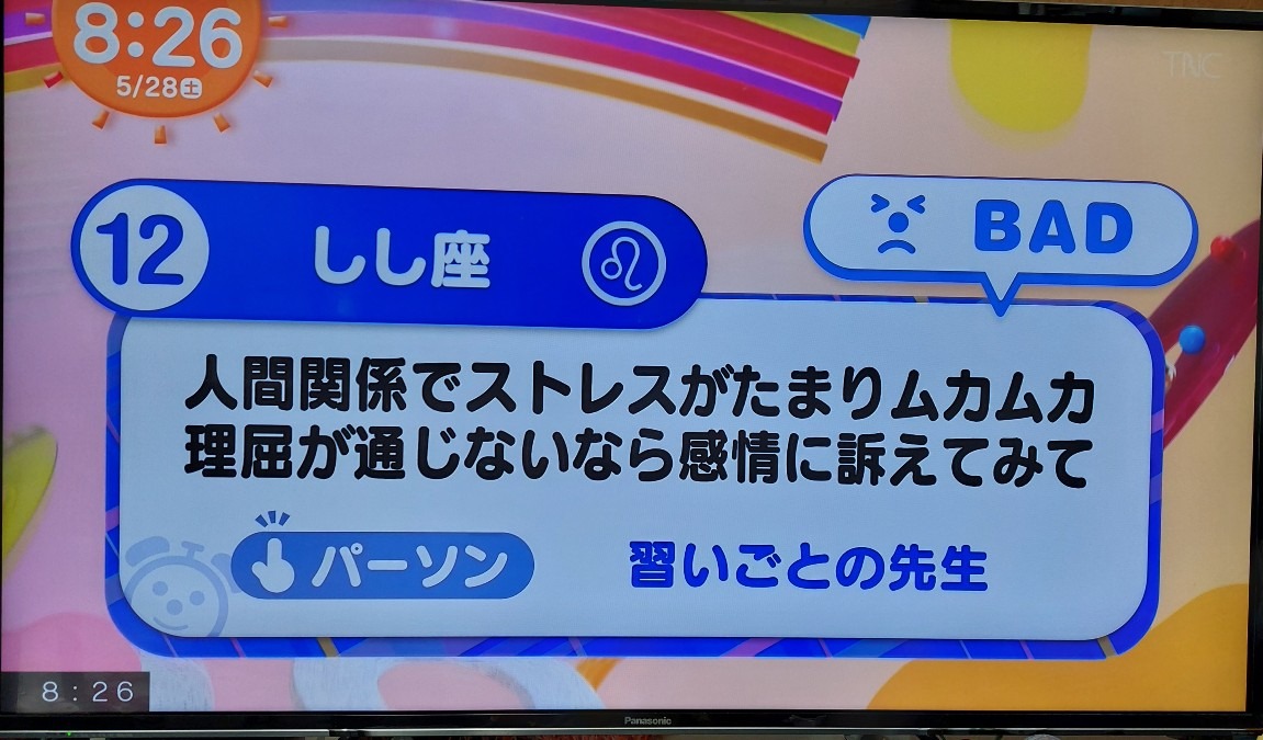 5/28今日の運勢12位しし座♌