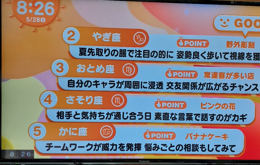 5/28今日の運勢2~5位