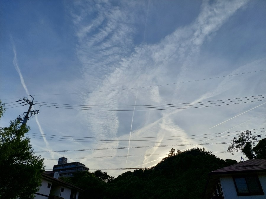 飛行機雲の乱舞