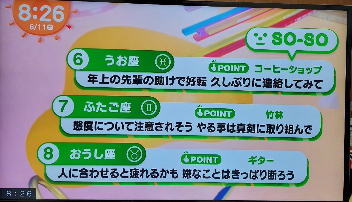 6/11今日の運勢うお座♓