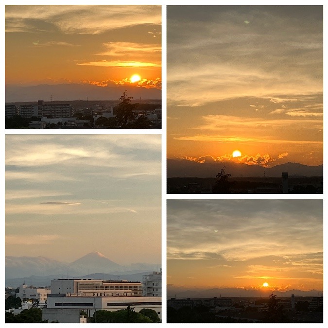 富士山と夕陽