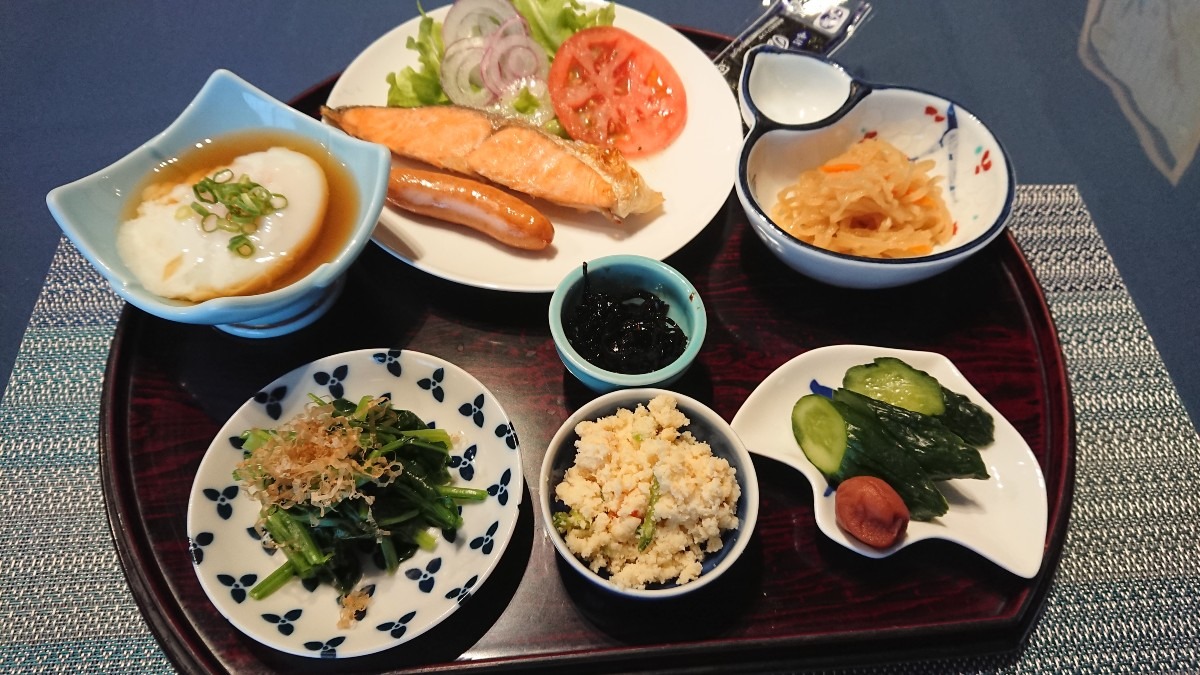 今朝の朝食(温泉宿にて)