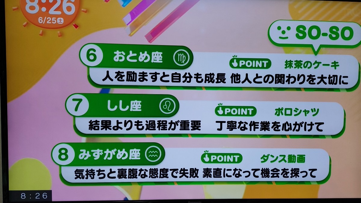 6/25今日の運勢6~8位