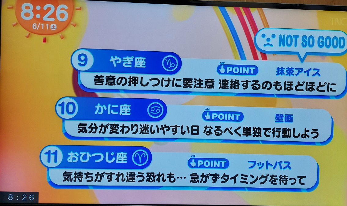 6/11今日の運勢9~11位