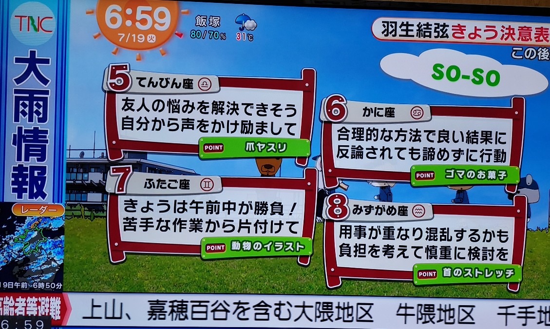 7/19今日の運勢5~8位