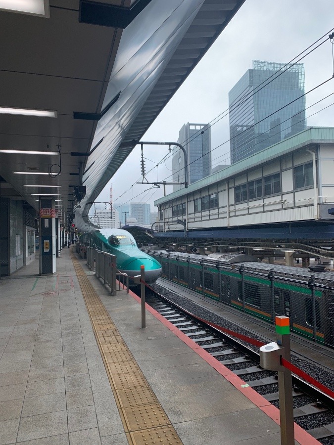 雨に煙る東京駅…