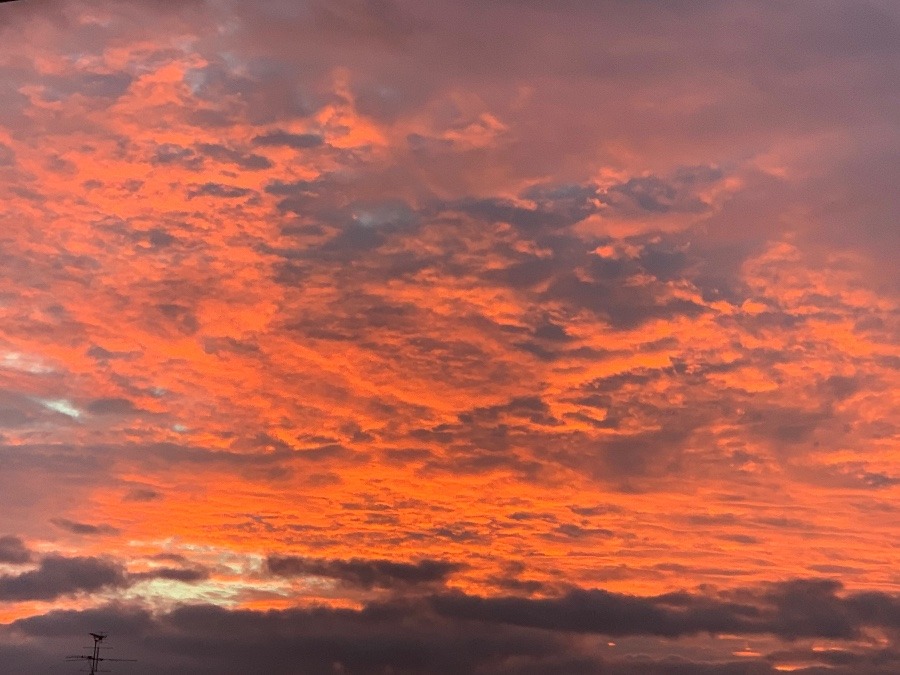 朝焼け　東の空　奈良市より