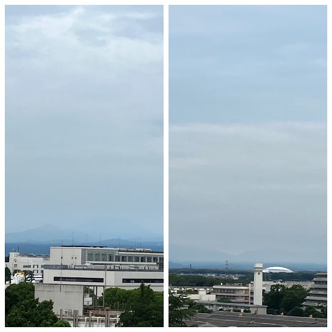 今朝の富士山と西武ドーム