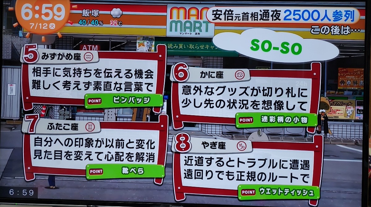 7/12今日の運勢5~8位