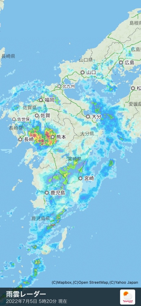 雨雲レーダー5時20分