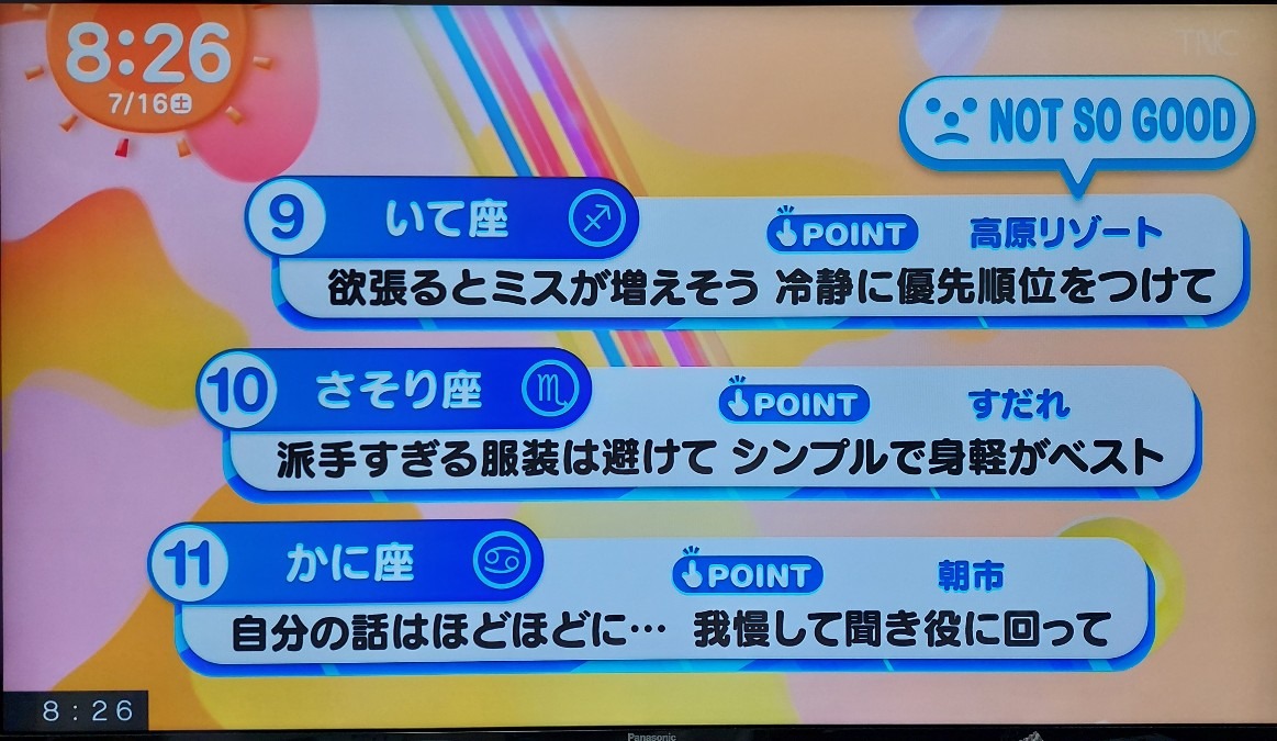 7/16今日の運勢9~11位