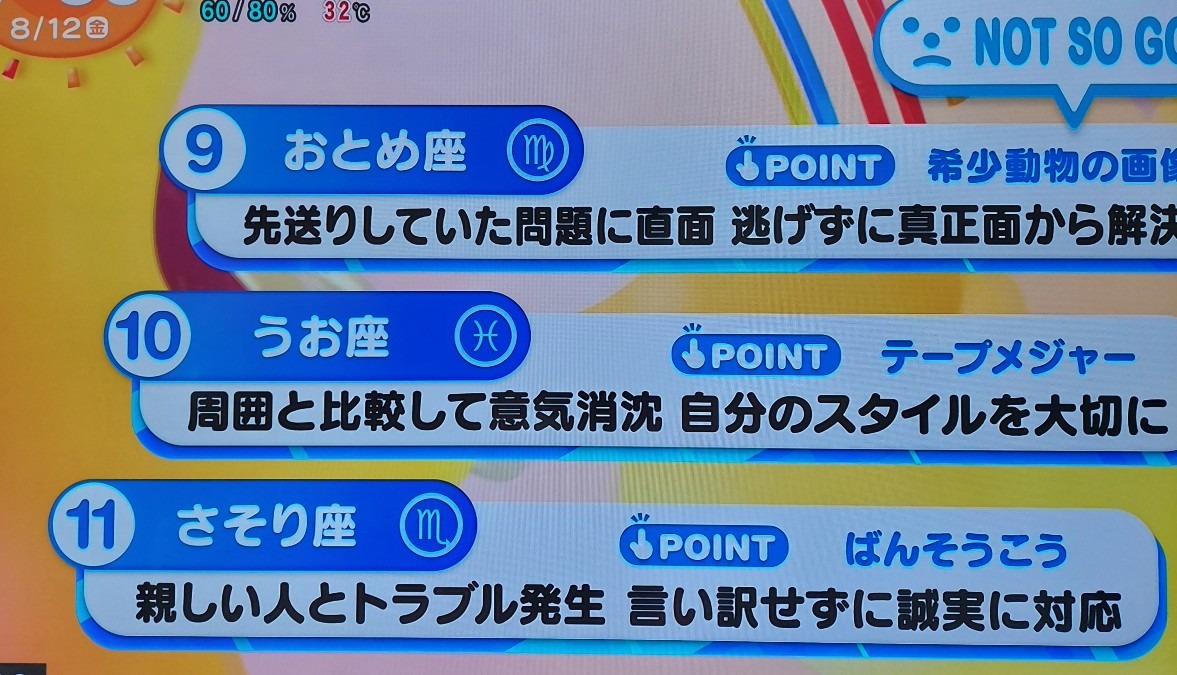 8/12今日の運勢うお座♓