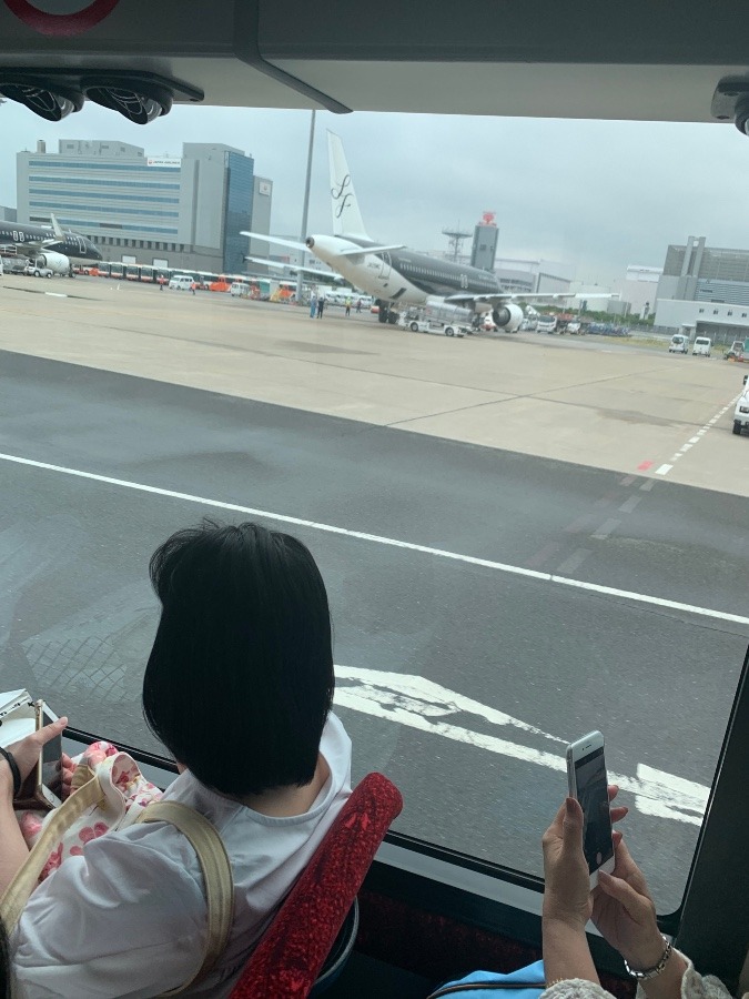 ようやくバスで飛行機まで