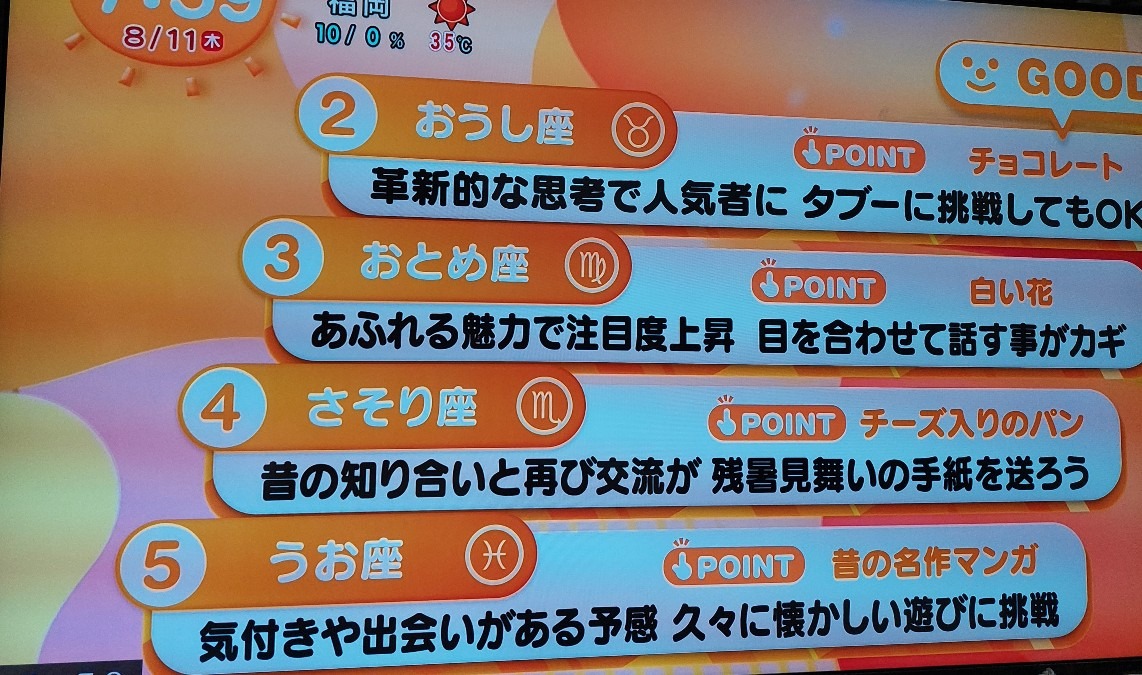 8/11今日の運勢うお座♓