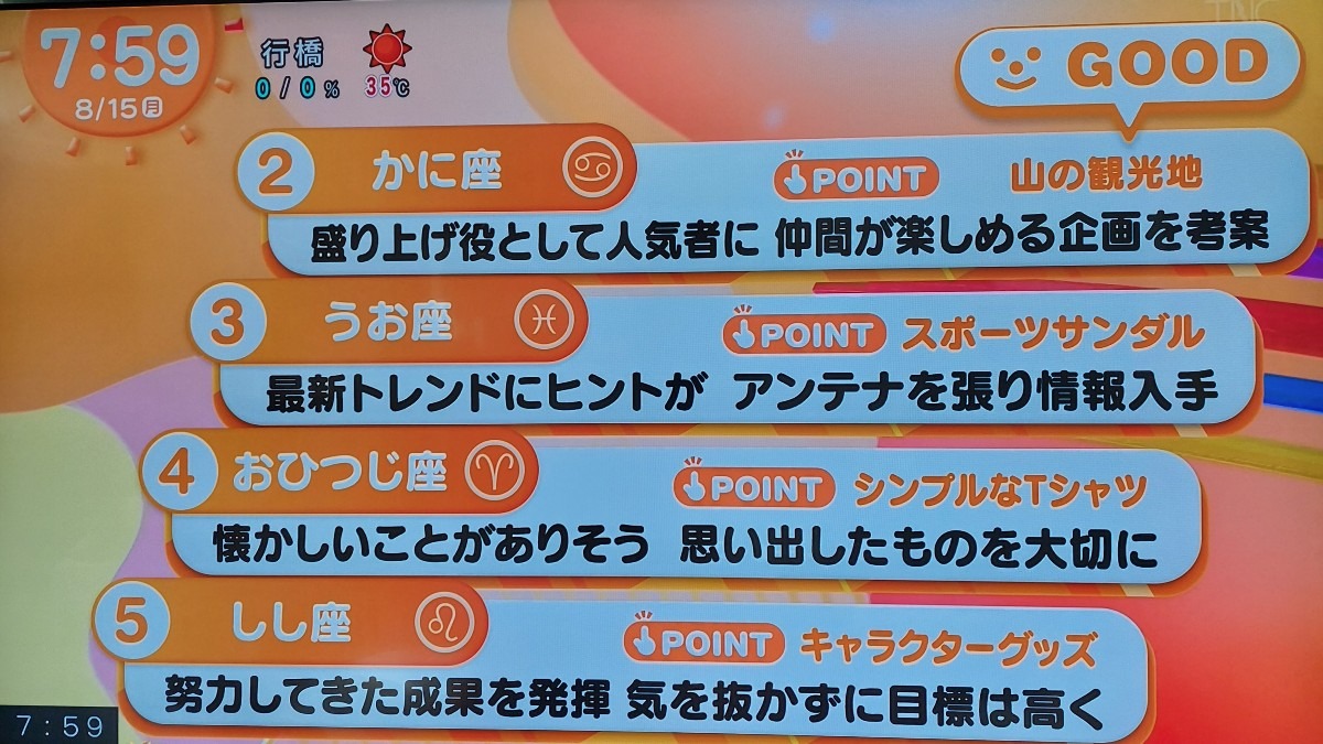 8/15今日の運勢うお座♓