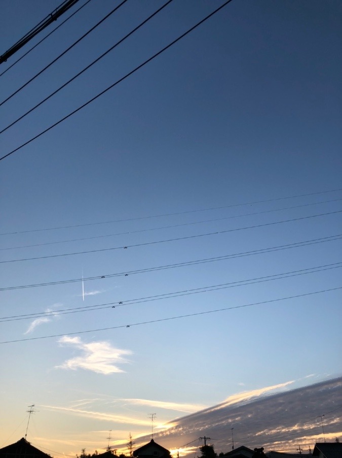 🌤夕日と飛行機雲✈️