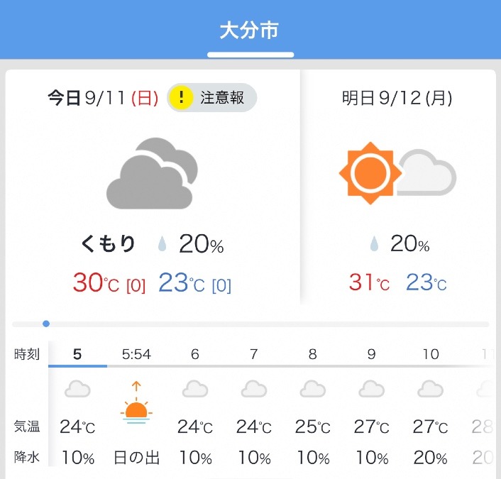 今日の天気 9/11