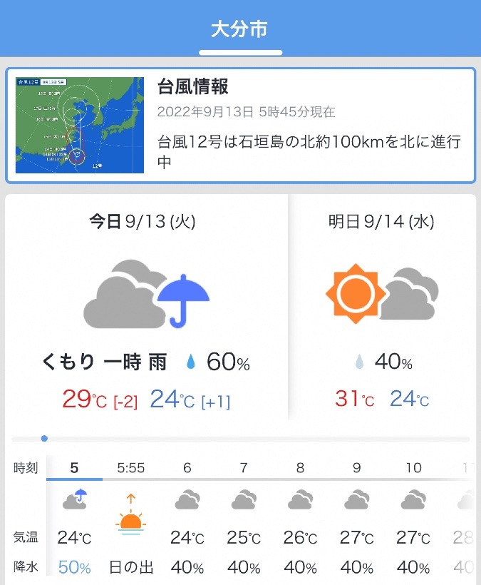 今日の天気 9/13