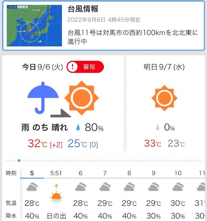 今日の天気 9/6