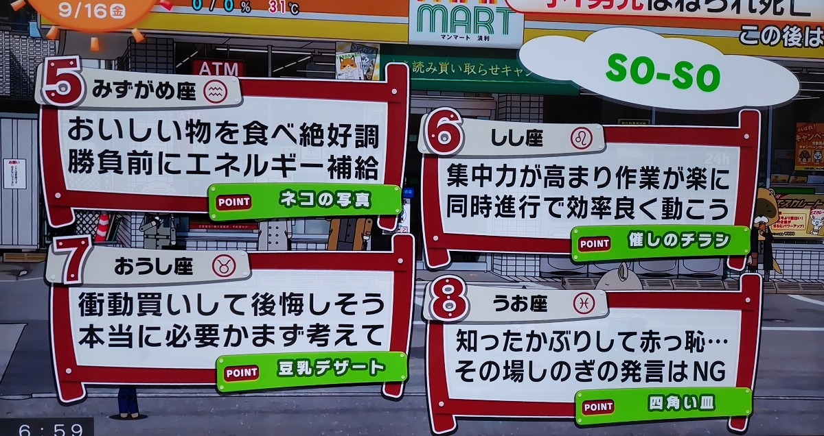 9/16今日の運勢うお座♓