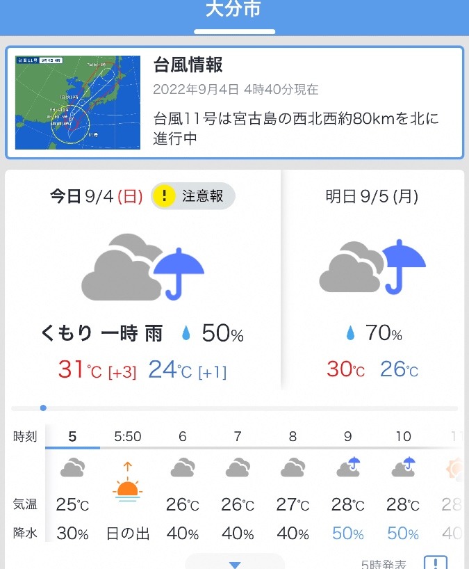 今日の天気 9/4