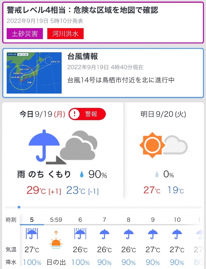 今日の天気❣️