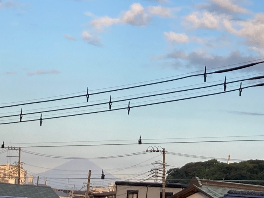 朝の富士山…。