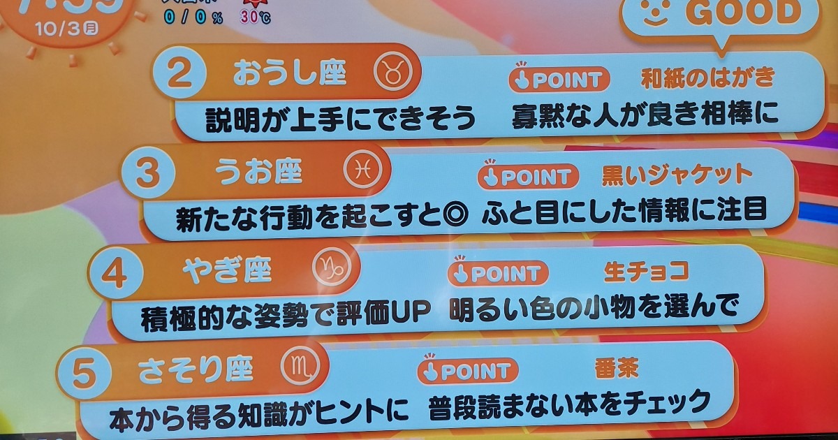 10/3今日の運勢うお座