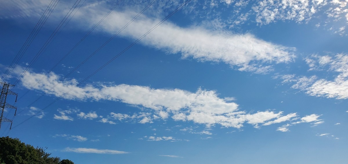 青空に飛ぶ仲良し雲