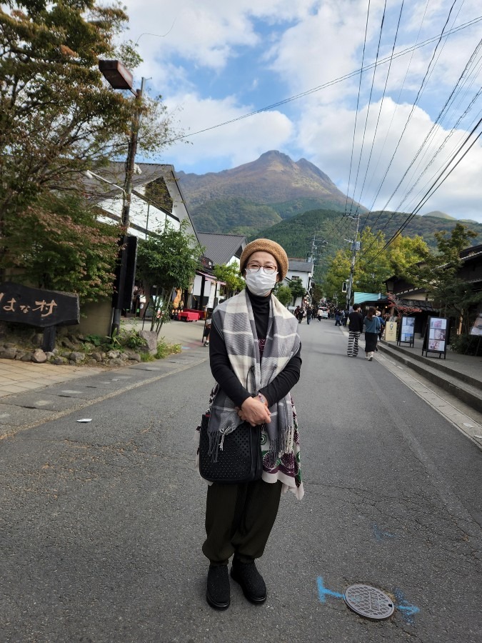 湯布院から由布岳を望む